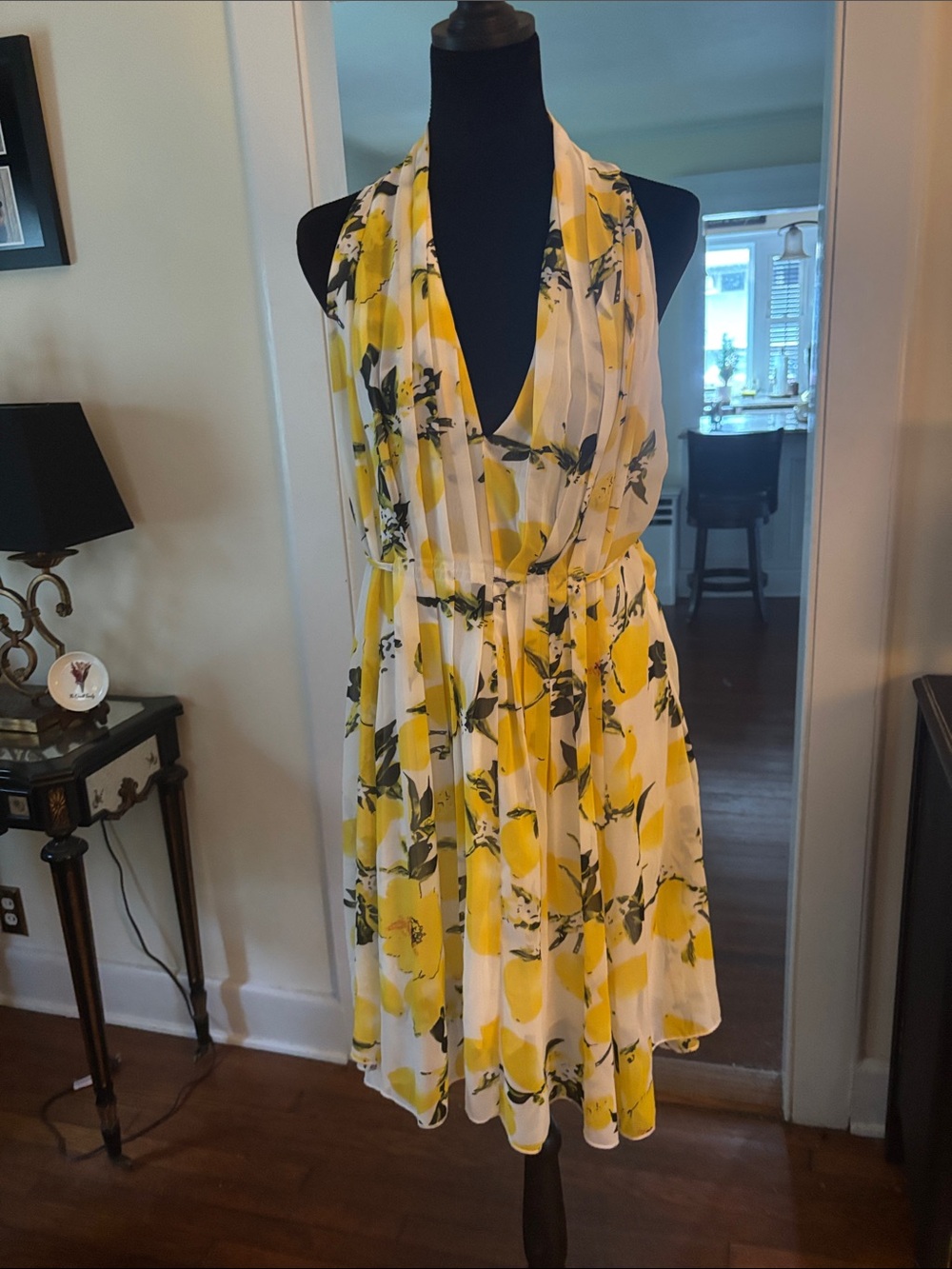 Molly Bracken Yellow and White Floral Halter Dress